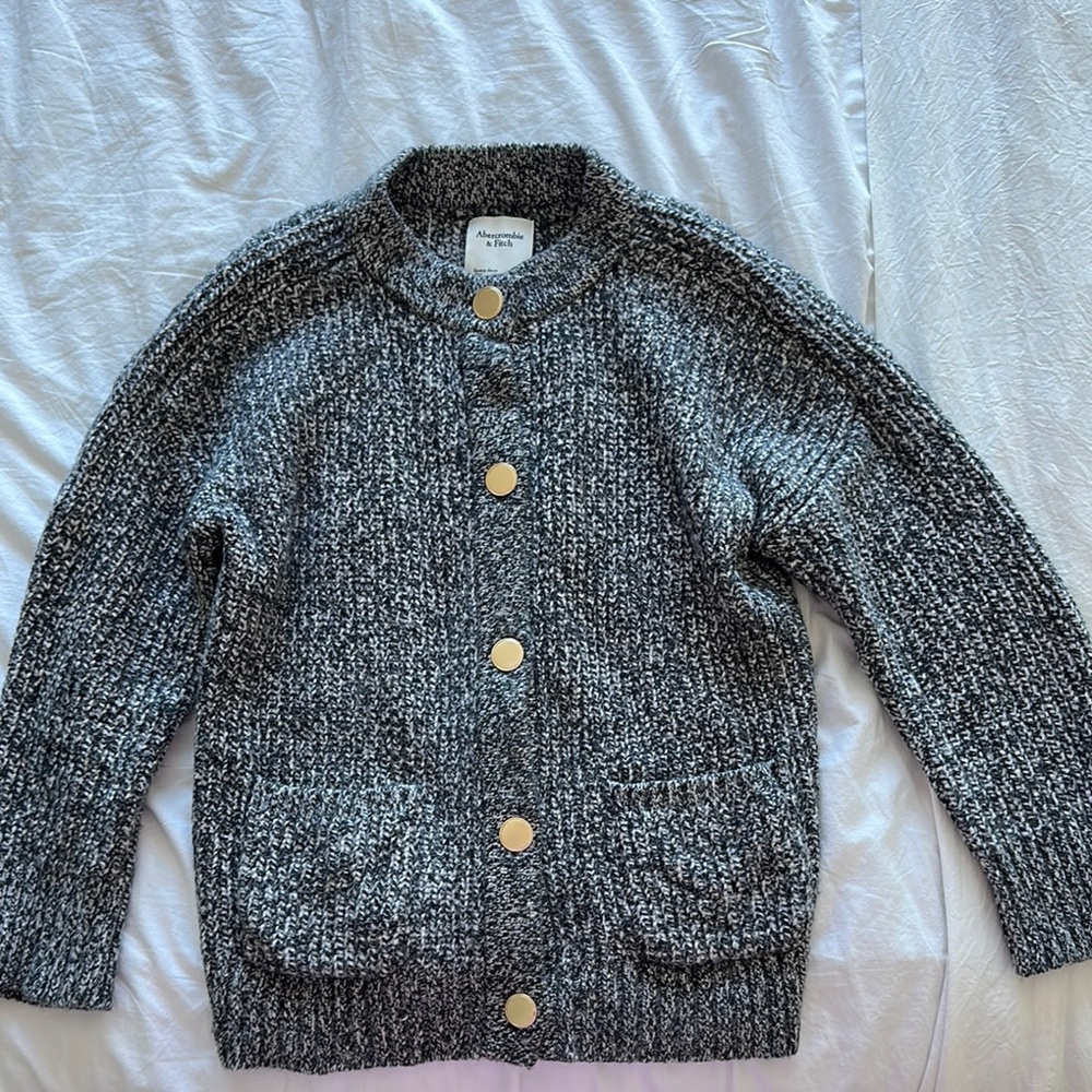 A&F Gray Button-Up Cardigan